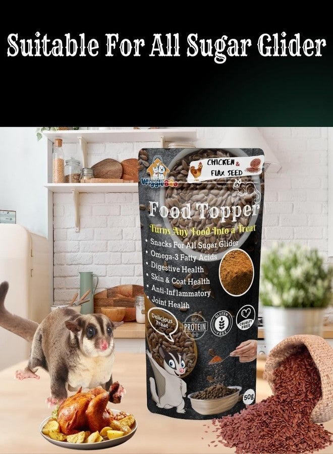 WiggleBoo مُكمّل طعام ويغل بو السحري لحيوان السكر الطائر | متعة المذاق الأفضل | بنكهة الدجاج وبذور الكتان | خالٍ من الحبوب وغني بالبروتين | مضاد للأكسدة | 50 غرام - Image 5
